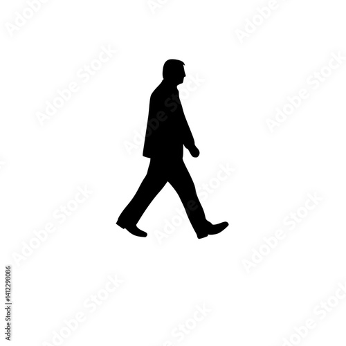 Silhouette of a Businessman Walking in Profile