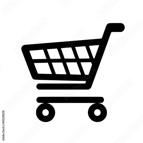 Simple Black Shopping Cart Icon for E-commerce Design