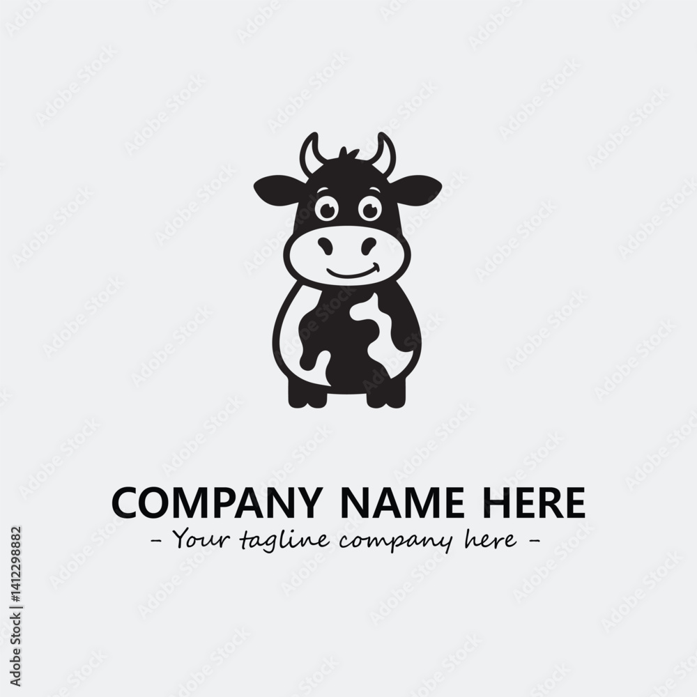 Cow illustration black and white for logo company vector image
