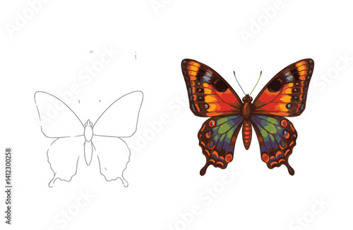 Nature-inspired butterfly illustrations with stunning colors