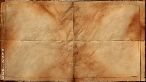 vintage old brown paper texture flat aged with dark centerfold .