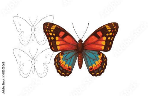 Bright garden filled with butterflies showcasing artistic beauty