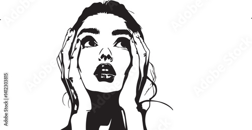 nervous woman face