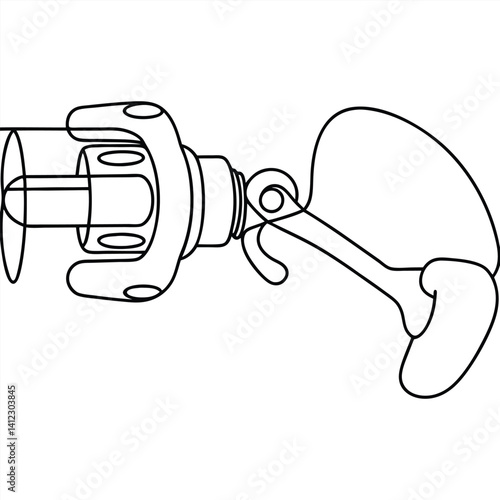 Futuristic ray gun illustration black outline sci fi weapon line art