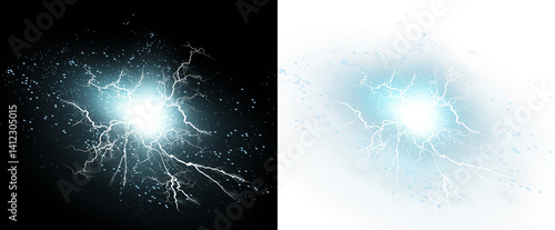 Bright lightning bolt with thunder effect. Glowing electric flash png stormy sky. Perfect for dramatic, magical, or weather-themed visuals png dark background.
