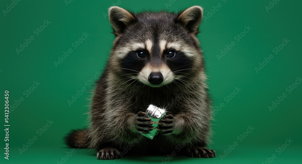 Fototapeta premium Guilty Raccoon with Shiny Object