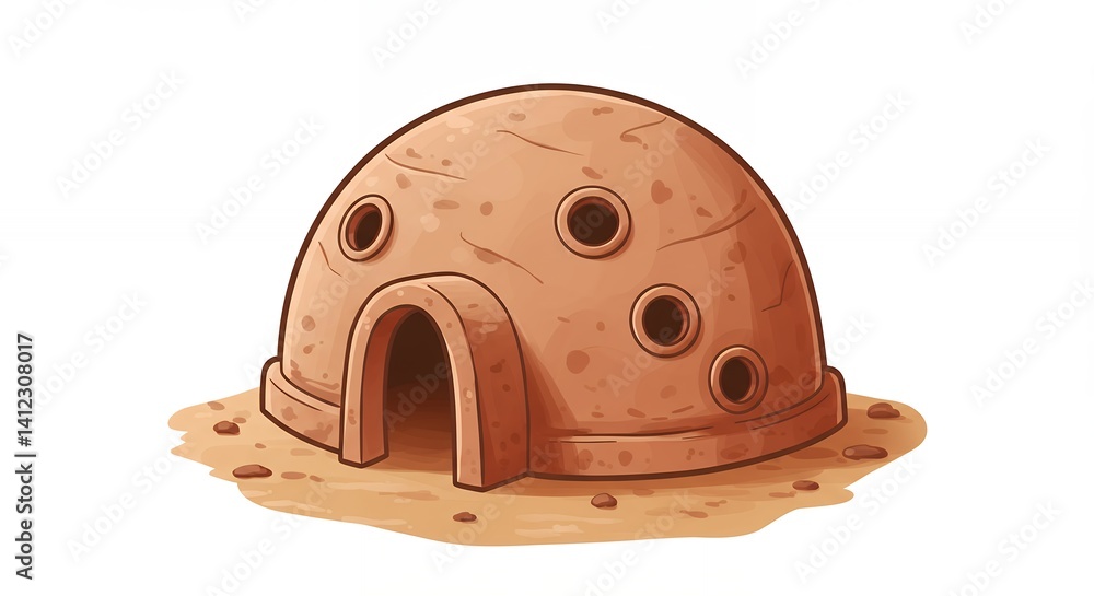 Fototapeta premium Traditional dome shaped home illustration