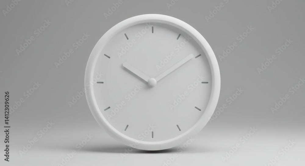 Minimalist White Clock on Gray Background Minimalist White Clock on Gray Background