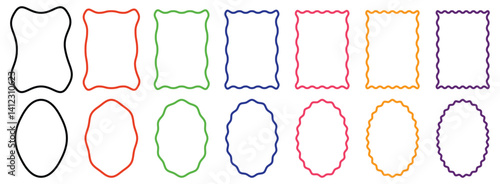 Wavy scalloped rectangular and oval frames collection