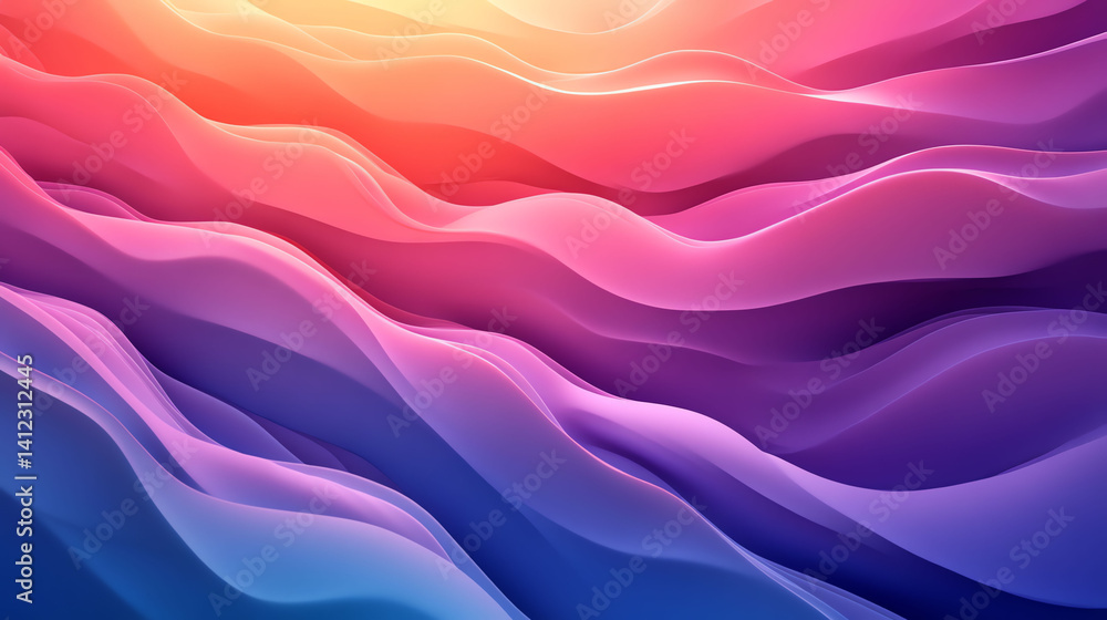 Fototapeta premium Soft Dreamy Sunset Gradient Background Abstract Wavy Texture