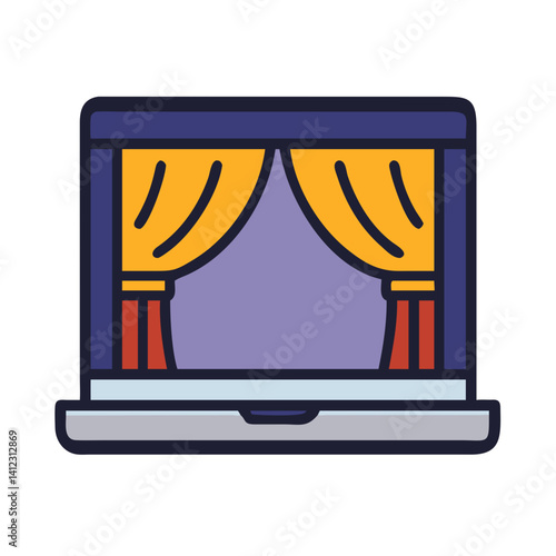 Theater Curtain with Stage Lights Icon Design