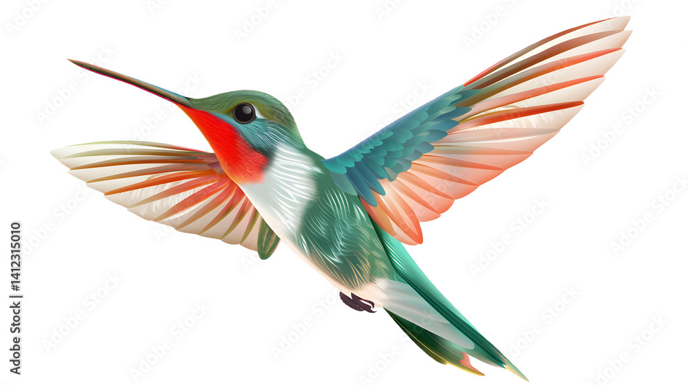 Fototapeta premium Charming Hummingbird Icon on transparent background PNG.