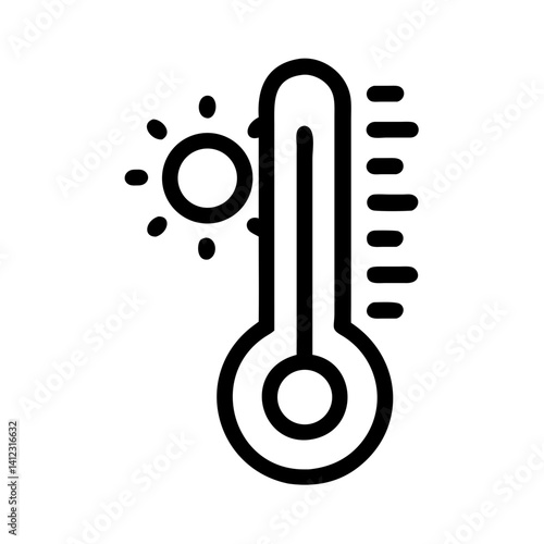 Thermometer with Sun Representing Temperature Sense Icon Design