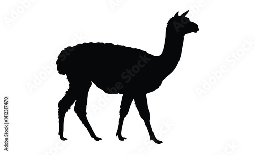 Alpaca silhouette, Farm animal vector, Wooly animal icon, Alpaca illustration