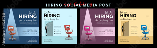 We Are Hiring Social Media Post Template for Job Vacancies Recruitment Ads and Career Opportunities Fully Editable Design Ideal Companies Promoting Open Positions on Instagram Facebook and LinkedIn.