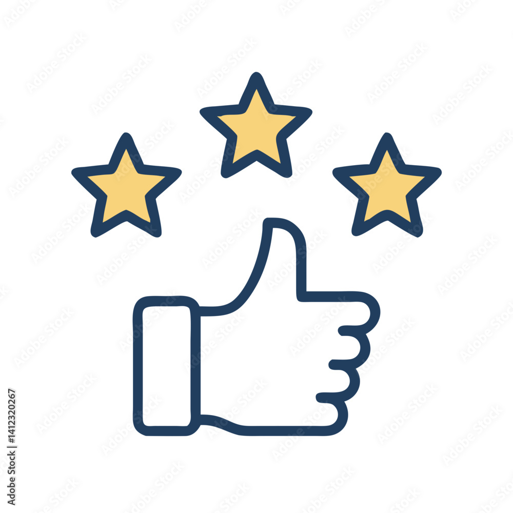 Thumbs Up with Rating Stars Icon Design Thumbs Up with Rating Stars Icon Design