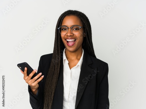 african american woman with braids. telemarketer concept