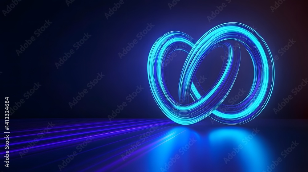 Interlocking Neon Circles on Dark Background Interlocking Neon Circles on Dark Background