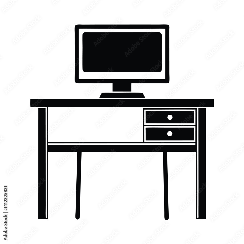 computer monitor desk isolated on white computer monitor desk isolated on white