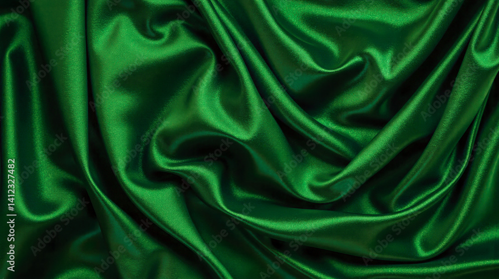 Green satin fabric with flowing folds and silky texture perfect for nature inspired luxury fashion or branding mockup background Green satin fabric with flowing folds and silky texture perfect for nature inspired luxury fashion or branding mockup background