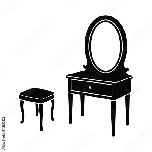 vanity table on white background
