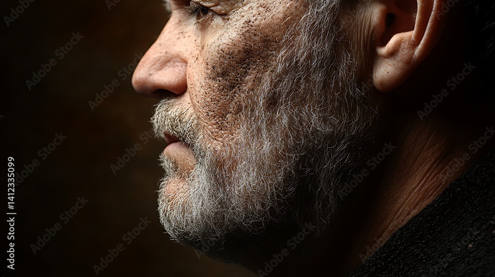 Obraz premium Close-up profile of elderly man