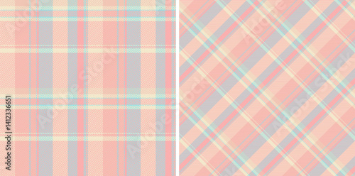 Texture background vector of pattern tartan fabric with a plaid check textile seamless. Set in popular colors in creative gift paper ideas.