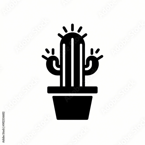 Obraz na płótnie minimalist cactus icon in black and white w salonie