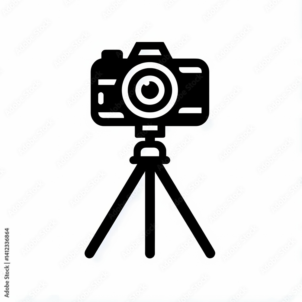 Minimalist camera icon on a tripod Minimalist camera icon on a tripod