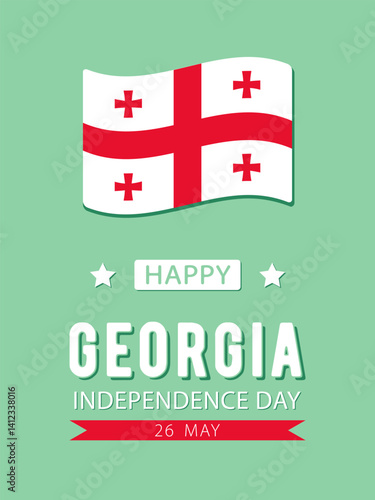 Free Download Georgia Independence Day, vector design for greeting card, poster or banner. Text Happy Georgia Independence Day, 26 may and Georgian flag isolated on green background. - GFXLoad