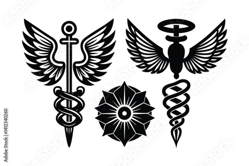 Symbols of Science Greek Medicine Industry Set