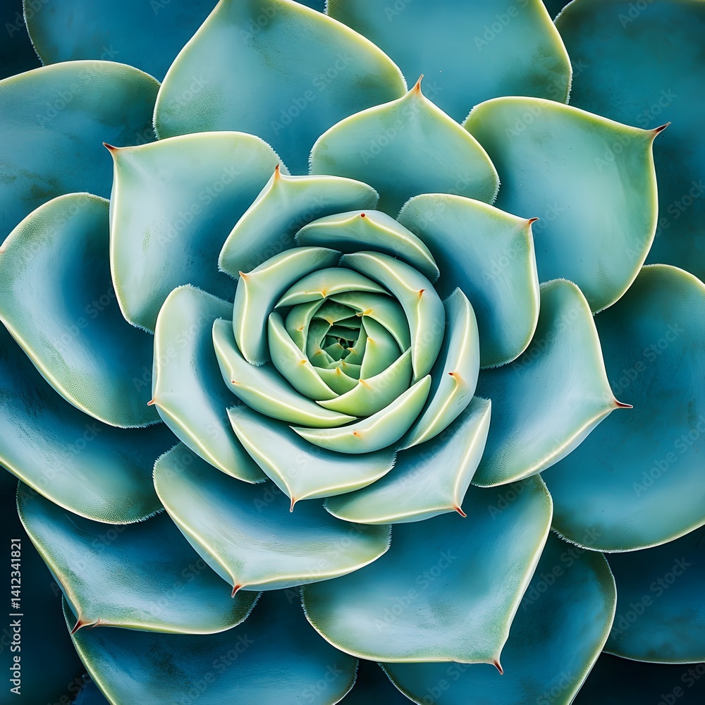 Closeup Teal Succulent Plant Detailed Texture Closeup Teal Succulent Plant Detailed Texture