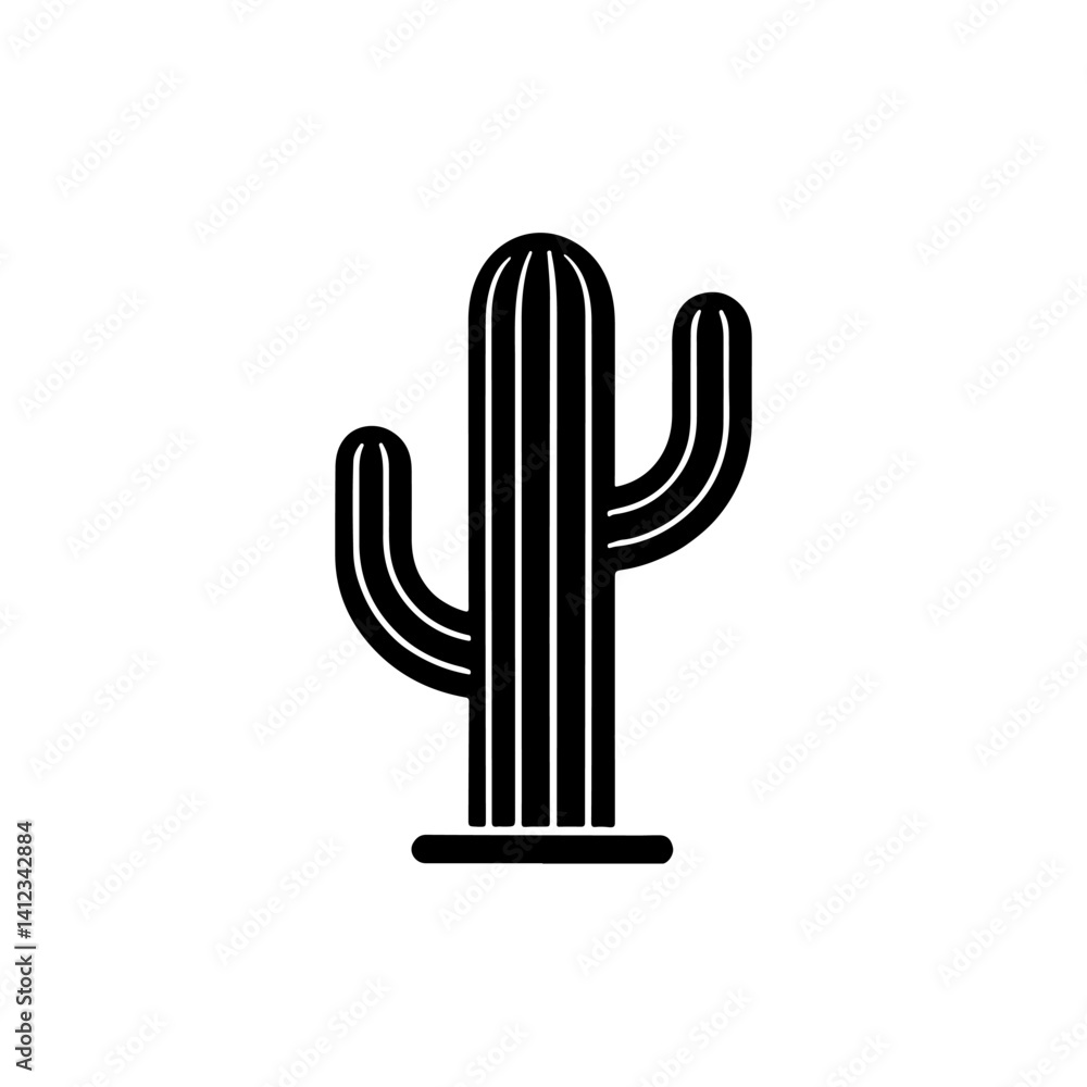 cactus vector logo illustration. black and white icon silhouette cactus vector logo illustration. black and white icon silhouette
