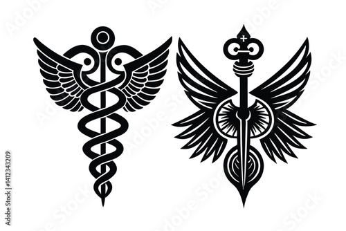 Symbols of Science Greek Medicine Industry Set
