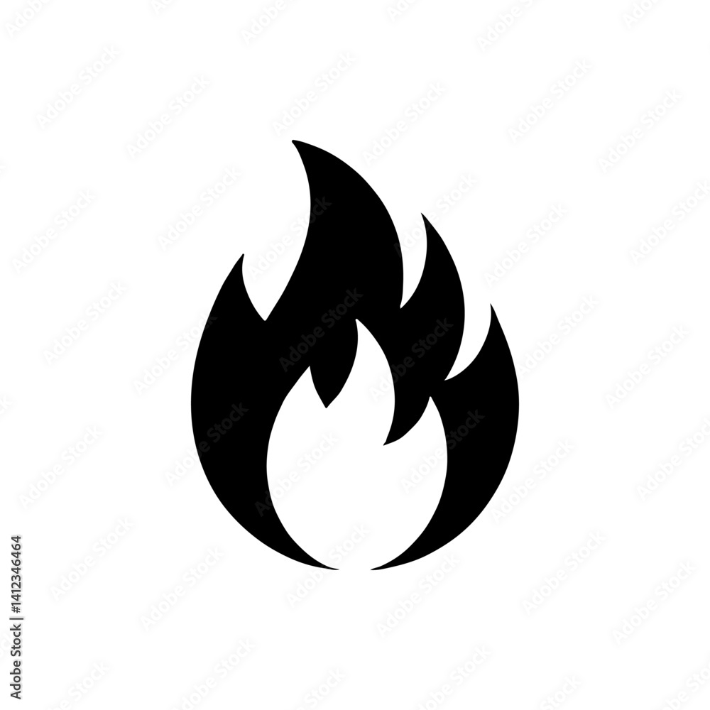 flame vector logo illustration. black and white icon silhouette flame vector logo illustration. black and white icon silhouette