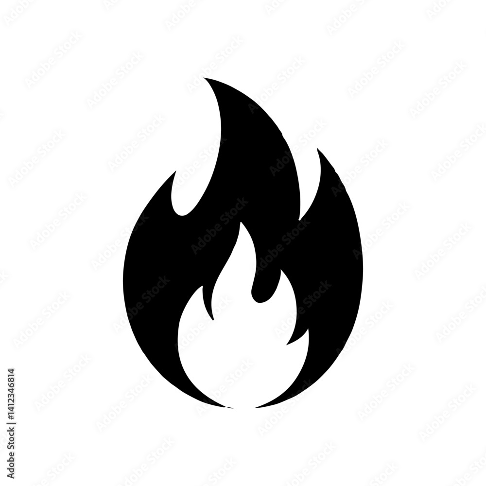 flame vector logo illustration. black and white icon silhouette flame vector logo illustration. black and white icon silhouette