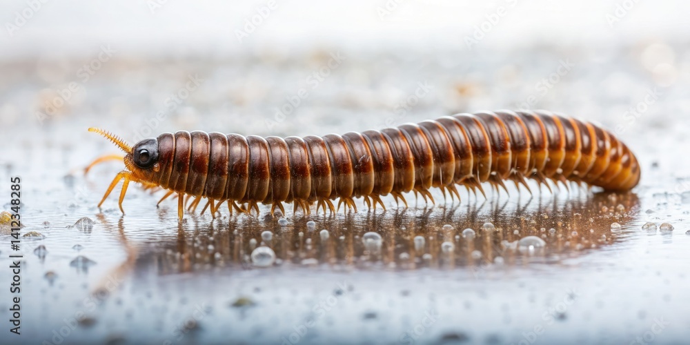 Fototapeta premium Surreal Rain Millipede House Floor Photography - Bizarre Macro Insect Image