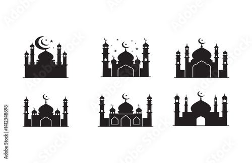 Mosque icon collection combining tradition and modernity