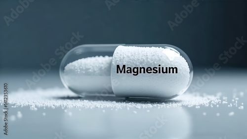 Magnesium Glycinat Mineral Tablet, Essential for Healthy Muscles, Nerves, Bones, and Blood Sugar Levels. Dietary Supplement, Health Care. Healthy Lifestyle. Magnesium Deficiency. Daily Mineral Intake.
