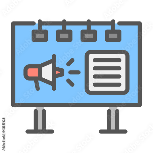 billboard filled outline icon. advertising color line illustration.