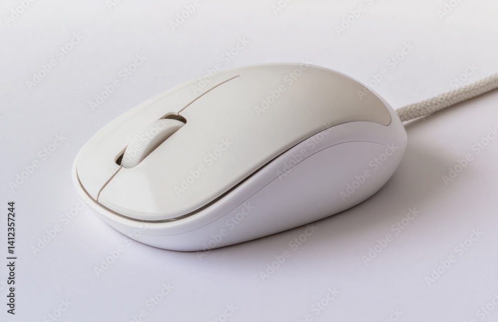 White Computer Mouse on Plain Background White Computer Mouse on Plain Background