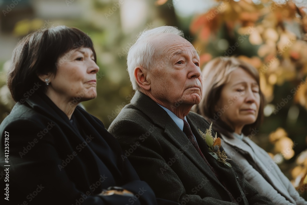 Three people are sitting on a bench, one of them is wearing a tie