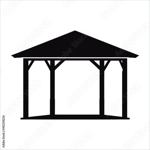 Black gazebo illustration outdoor structure garden architecture backyard design summer shelter shade 10x10