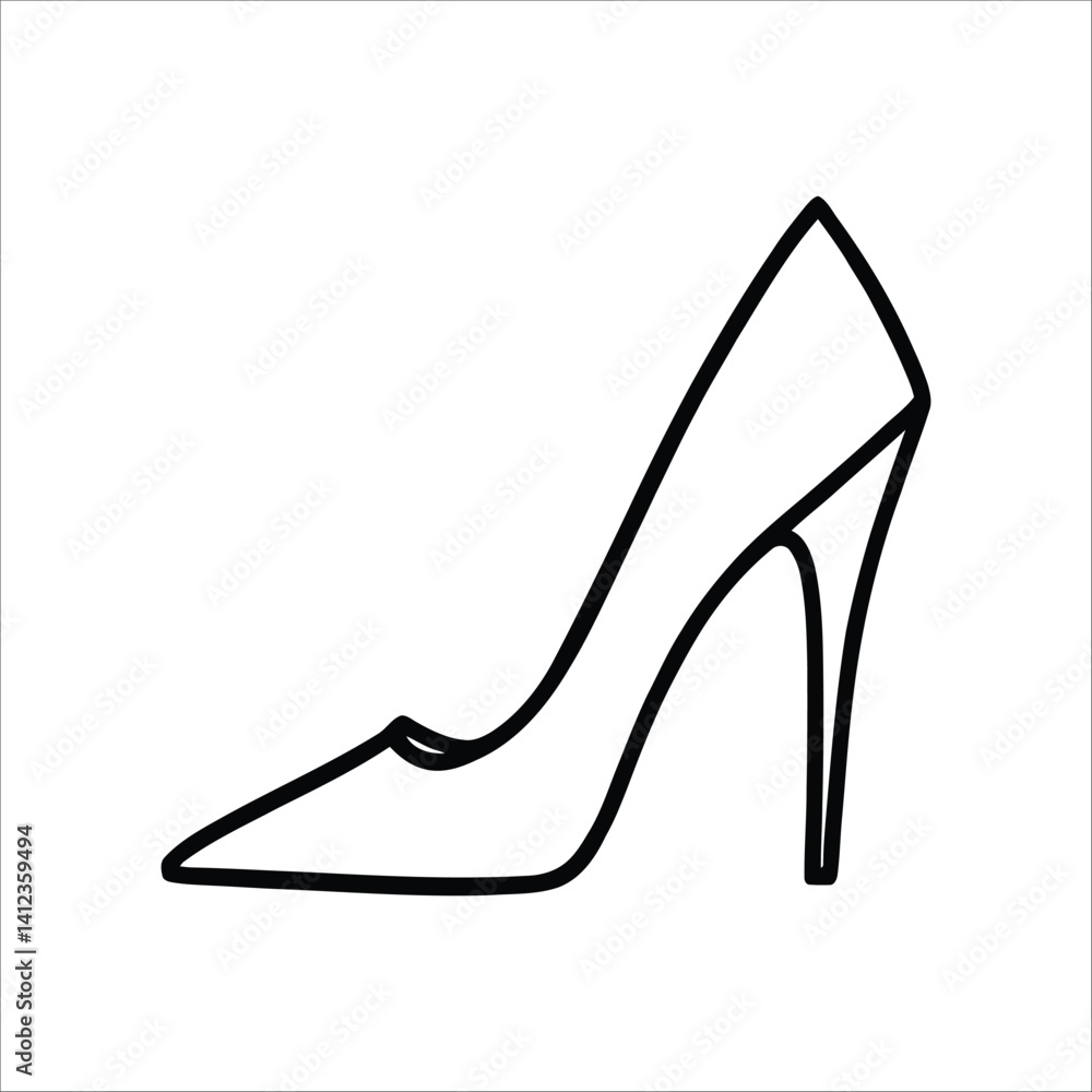 High heel shoe outline vector illustration fashion footwear design stylish elegant woman accessory drawing art High heel shoe outline vector illustration fashion footwear design stylish elegant woman accessory drawing art
