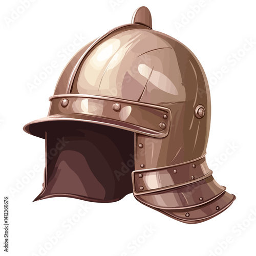 Illustration of a old iron helmet 