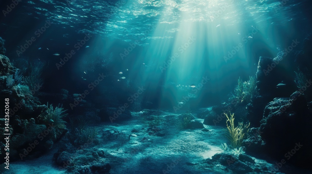 Fototapeta premium Deep underwater title scene