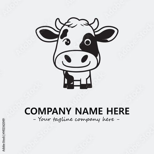 Cow illustration black and white for logo company vector image
