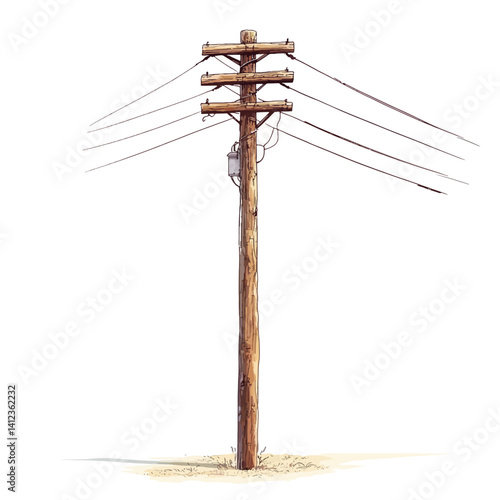 Power pole isolated on white 