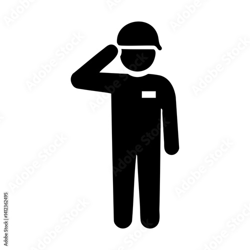 Military soldier saluting in uniform icon