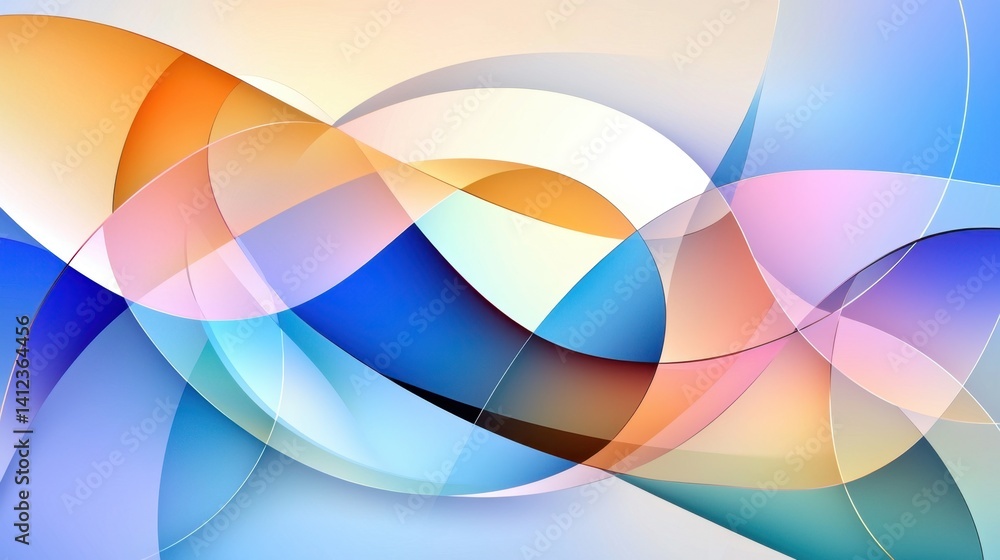 Naklejka premium Soft overlapping blue shapes in layered translucent style